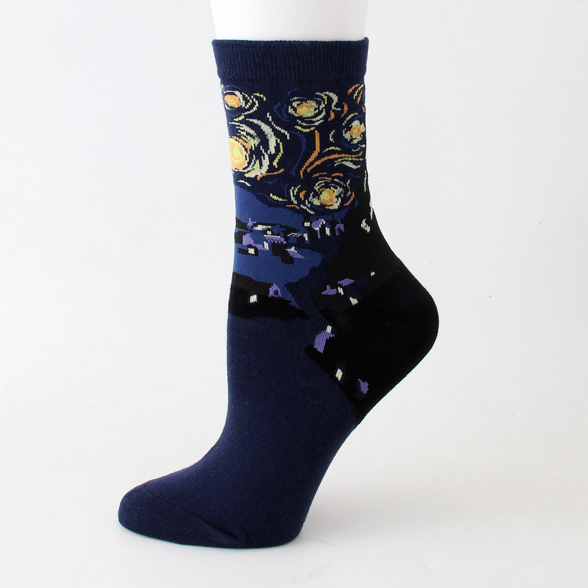 12 Pairs Oil Painting Starry Sky Jacquard Socks Mona Lisa Cotton Socks Bulk Wholesale